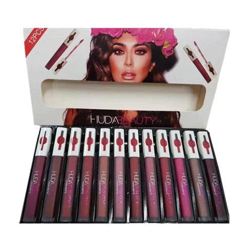 Huda Beauty 12pcs Matte Gloss Set | Intense Color & Velvety Matte Finish