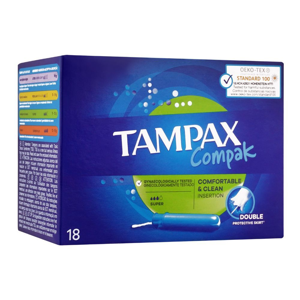 Tampax Compak Super Tampons, Comfortable & Clean Insertion | 18-Pack