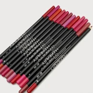 Huda Beauty Lip Pencils Pack of 12 | Water-Proof & Long-Lasting Definition