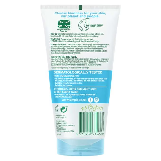 Simple Water Boost Micellar Facial Gel Wash | 150ml