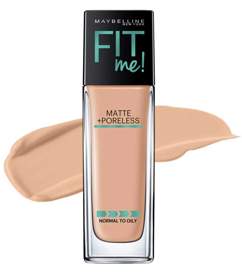 “Maybelline Fit Me Matte + Poreless Foundation - Porcelain(110), Natural Ivory(112), Ivory(115) Shades - Flawless Finish for Fair Skin”