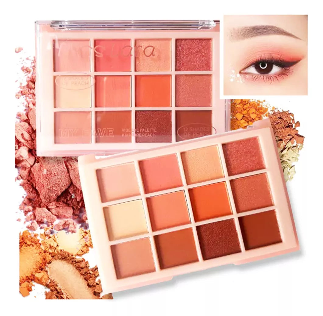 Miss Lara My Fave 12 Shades of Peach Eyeshadow Palette