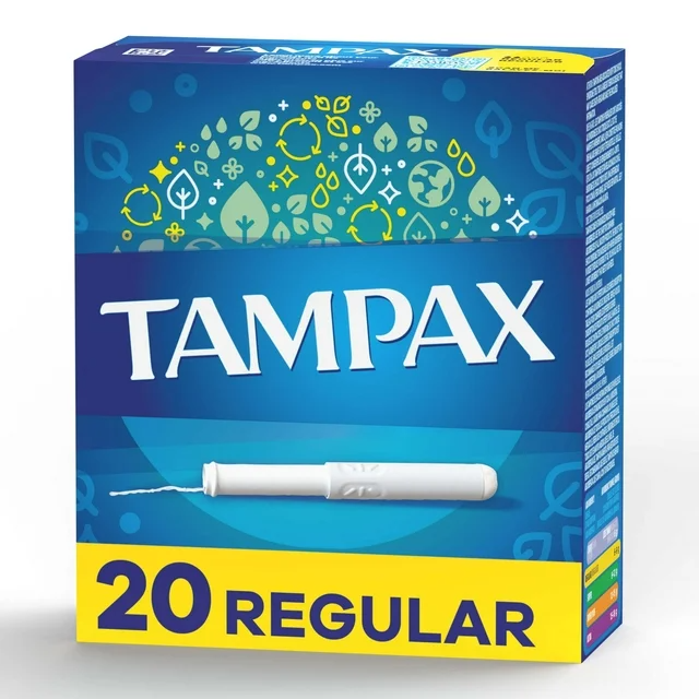 Tampax Cardboard Tampons Regular Absorbency, Anti-Slip Grip, LeakGuard Skirt, Unscented | 20 Count