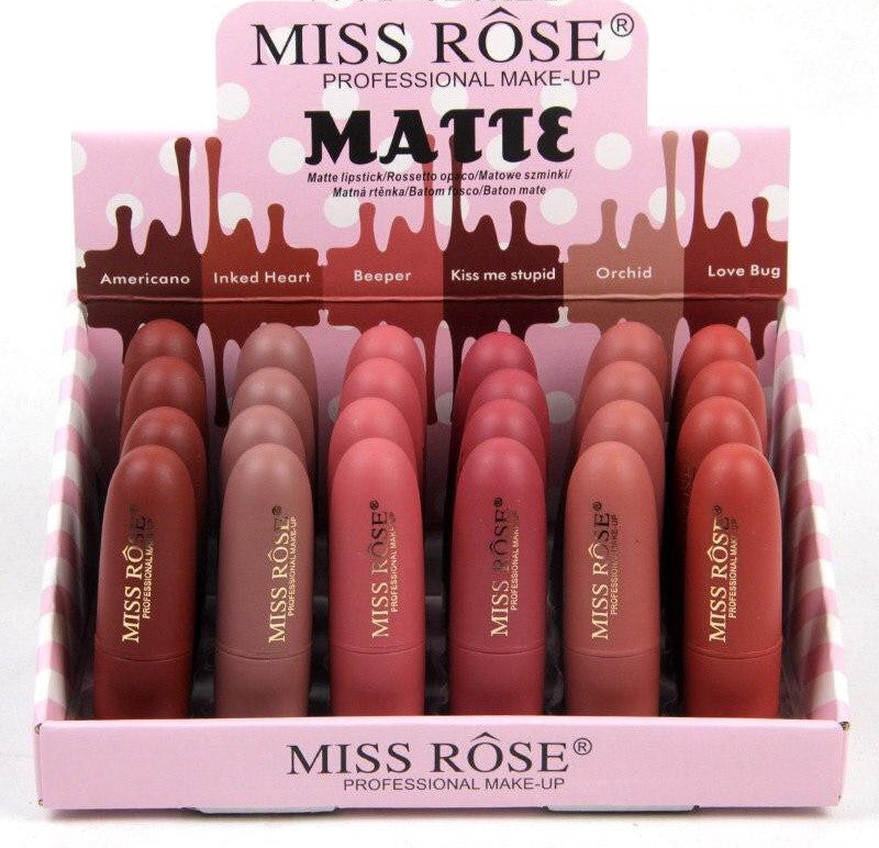 Miss Rose Lipsticks Matte (24 Piece Box)