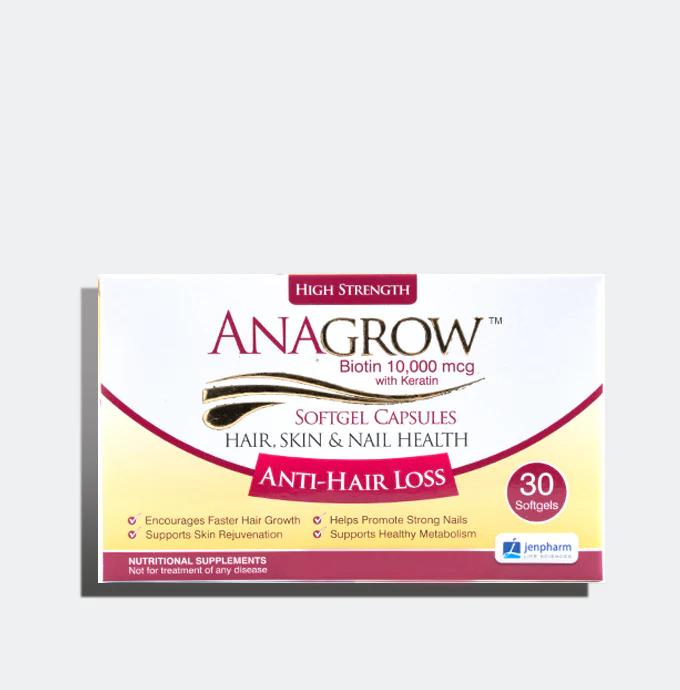 "Anagrow Soft Gel Capsules | 10,000mcg - Ultimate Hair Growth Support"