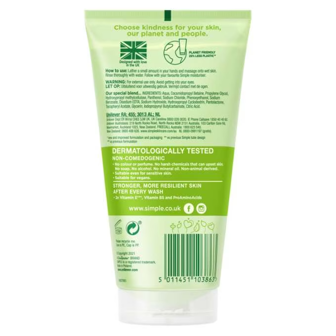 Simple Kind To Skin Refreshing Facial Wash Gel | 150ml