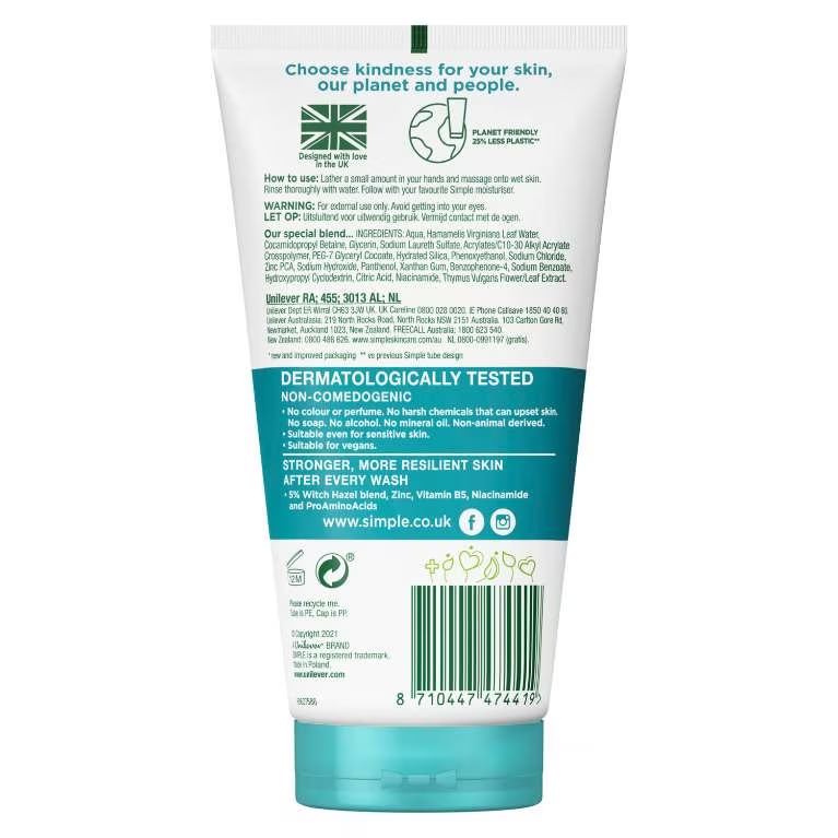 Simple Daily Skin Detox Purifying Gel Facial Wash | 150ml